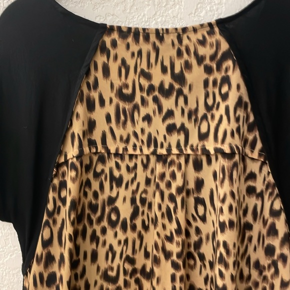 Linen Front Leopard Print Dress, Size Large - Picture 6 of 7